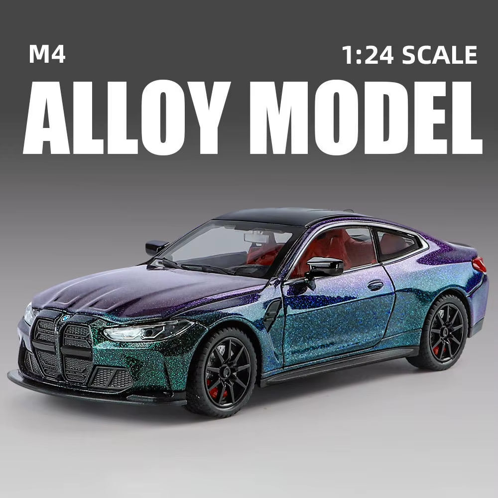 1:24 M4 G82 Coupe Alloy Sports Car Model Diecasts Metal Vehicles Car Model Simulation Sound Light Collection Chlidrens Toys Gift