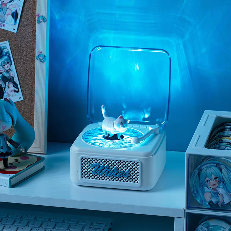 KW05 Tinghai Retro Bluetooth Speaker, Mini Wireless Stereo Ambient Light Subwoofer, Built-In White Noise Vinyl Record Player