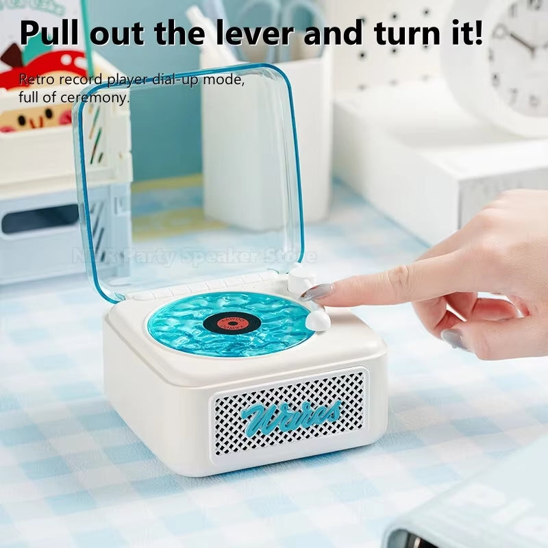 KW05 Tinghai Retro Bluetooth Speaker, Mini Wireless Stereo Ambient Light Subwoofer, Built-In White Noise Vinyl Record Player